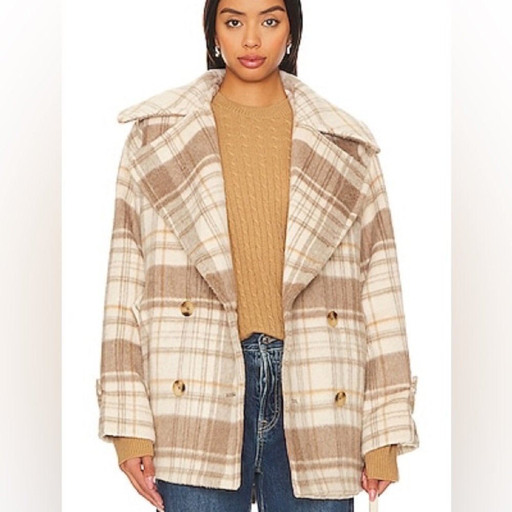 Free People wool Coat Plaid Women's Coat in Cream NWOT MSRP $298